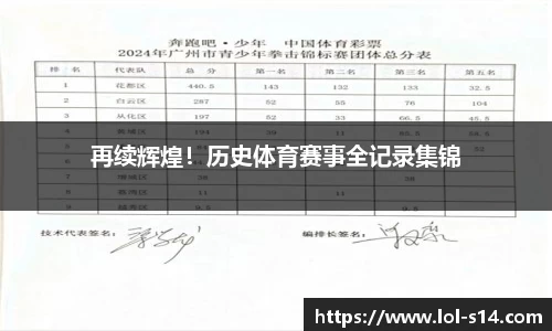 再续辉煌！历史体育赛事全记录集锦